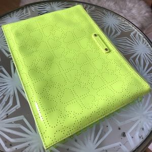Kate Spade neon yellow vinyl clutch